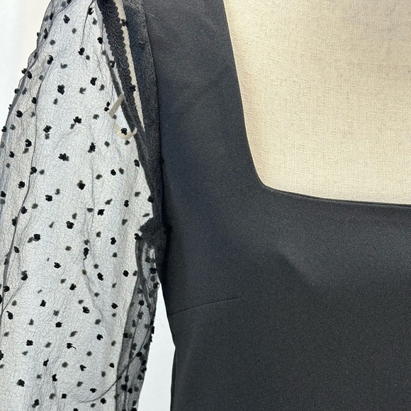 BCBGeneration 3/4 Sheer Sleeve Square Neck Mini Dress - Black - size Small - Picture 5 of 10